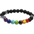 thumbnail image 1 of 4 Uds Heilwiy lapislázuli/ojo de tigre pulsera de mano Hamsa con 7 chakras cuentas de piedra de Lava regalo, 1 of 1