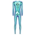 thumbnail image 6 of Doomiva Women's Shiny Liquid Full Body Suits Round Neck Unitard Back Zipper Catsuit Stage Costume Blue XL, 6 of 9