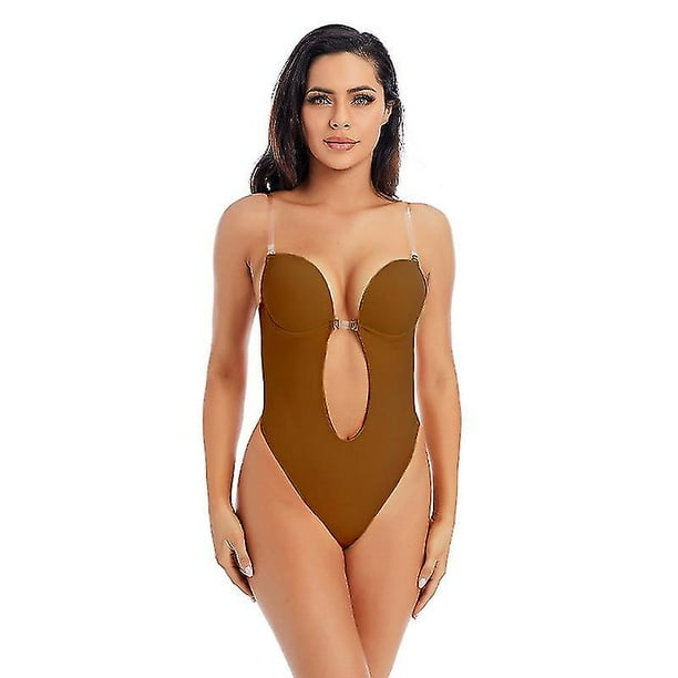 JOYWEI Women Plunging Deep V neck Body Shaper Strapless Backless