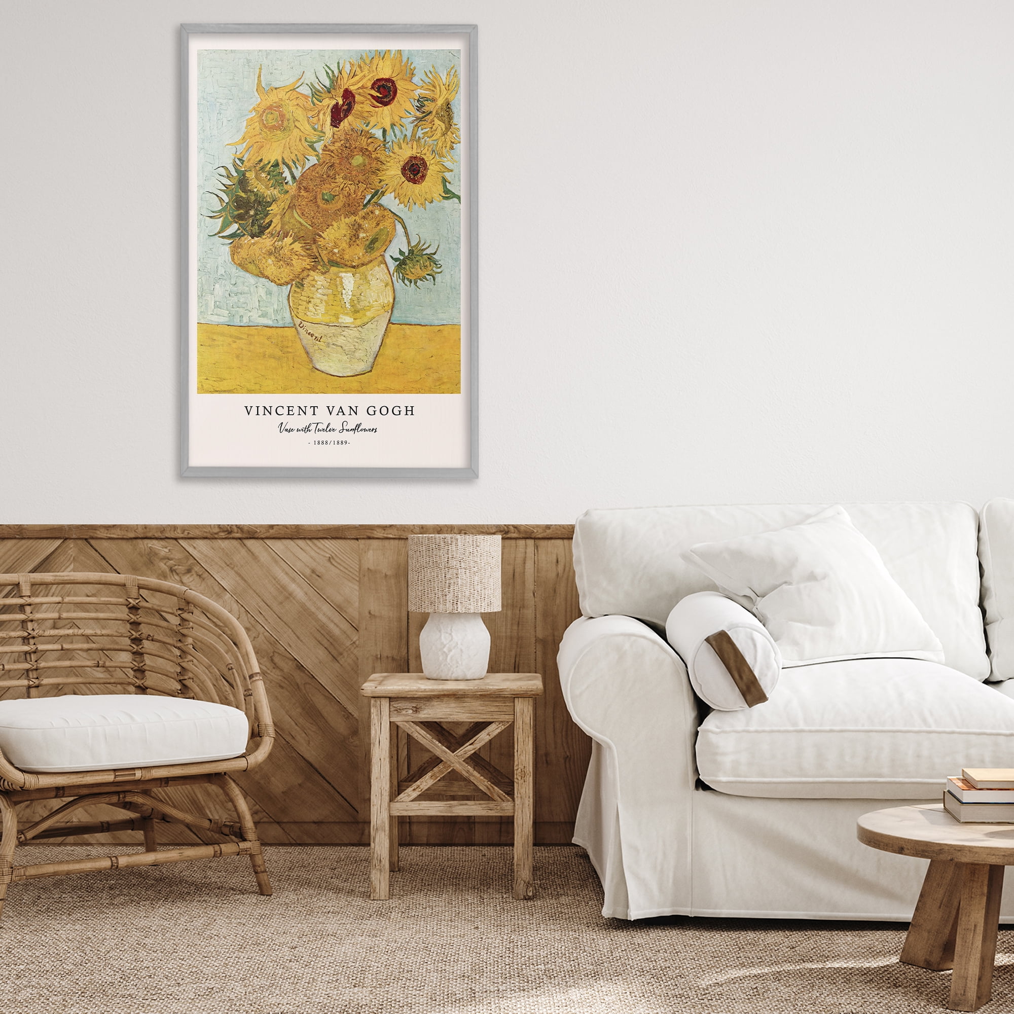 Stupell Industries Classic Vase with Twelve Sunflowers Gray Framed Giclee Art, design by Vintage Hustle