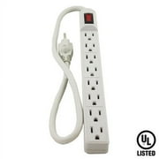 Wideskall 2 Feet 8 Outlet UL Certified Surge Protector Power Strip Ivory