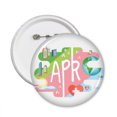 thumbnail image 1 of April Month Season Illustration Round Pins Badge Button Emblem Accessory Decoration 5pcs, 1 of 2