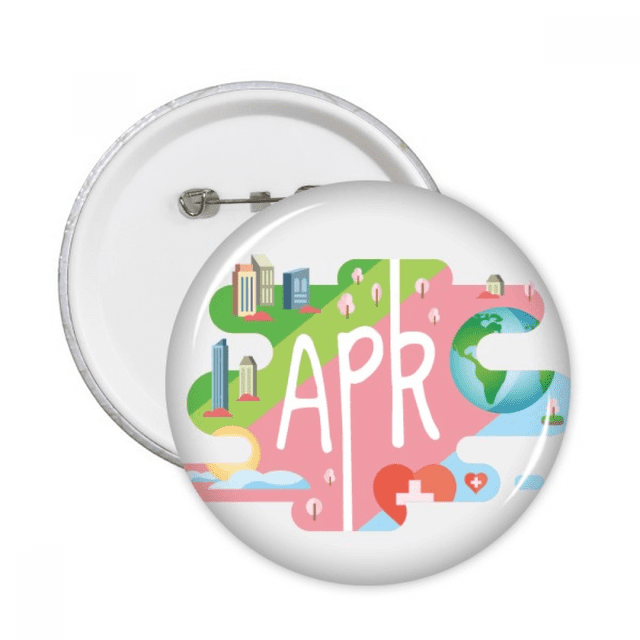 April Month Season Illustration Round Pins Badge Button Emblem Accessory Decoration 5pcs