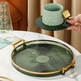 thumbnail image 4 of Decorative Tray for Coffee Table, Modern Round Serving Tray with Handles, Plastic Tea Tray for Bathroom Decor - green, 4 of 5