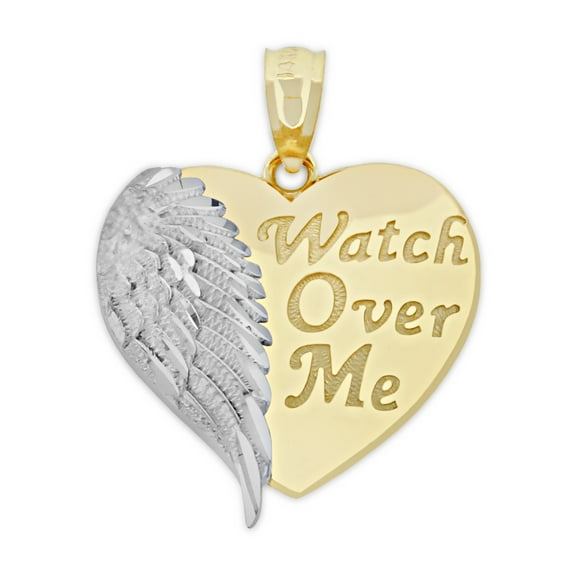 Charm America - Gold Angel Wing and Heart Charm - Watch Over Me - 14 Karat Solid Gold