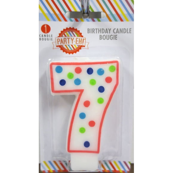 Bougie d'anniversaire à pois numéro « 7 » de Unique Industries