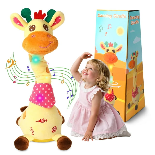 Juguete de peluche con forma de jirafa bailando, con música y luz