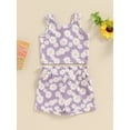 thumbnail image 4 of Suealasg 2Pcs Toddler Baby Girls Clothes Flower Print Sleeveless Crew Neck Tank Top and Elastic Shorts 6M 1T 2T 3T 4T Kids Girls Summer Outfits Set, 4 of 8