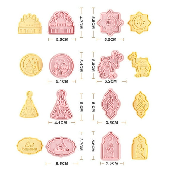Eid Mubarak 3D Cookie Cutters Set - Mosque,Lantern,Camel,Star,Moon, Islamicate