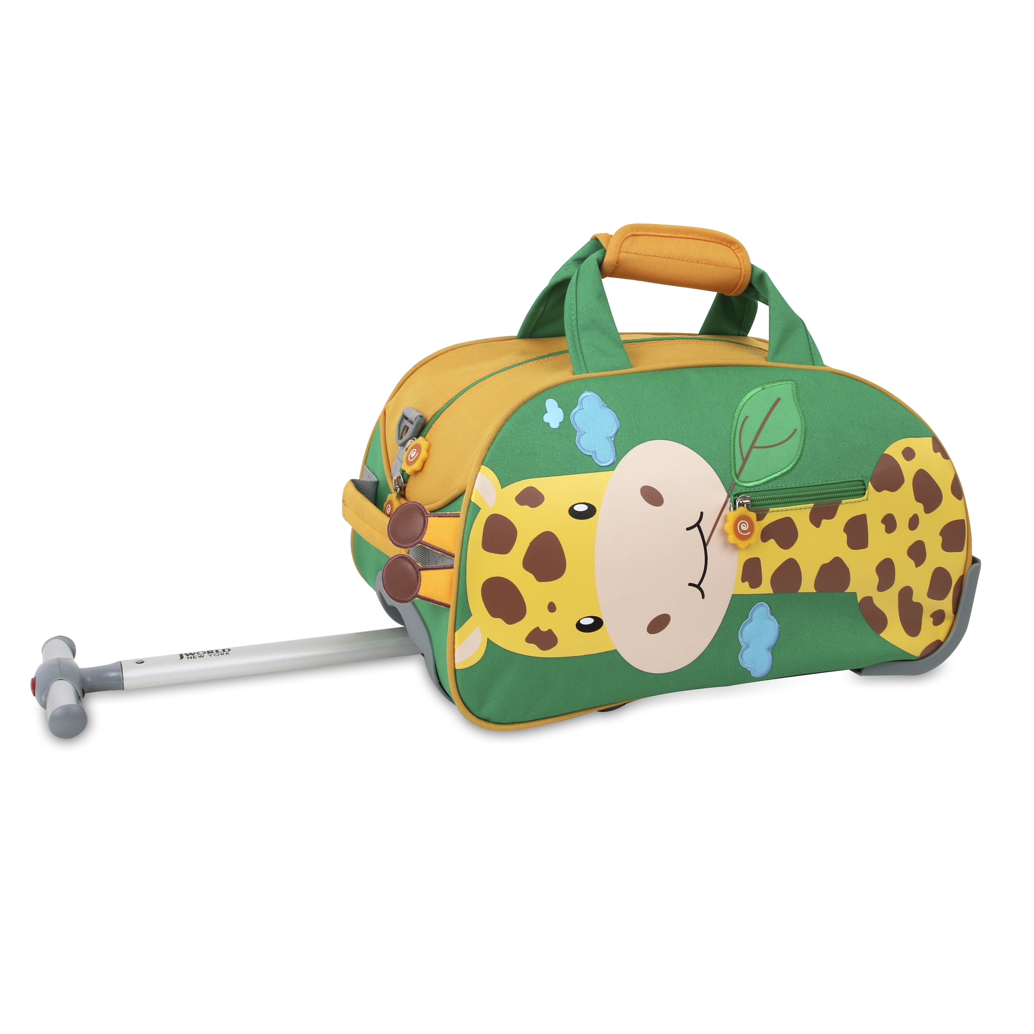 J World Boys and Girls Kids Travel Duffle Bag with Wheels Carry-on, Giraffe