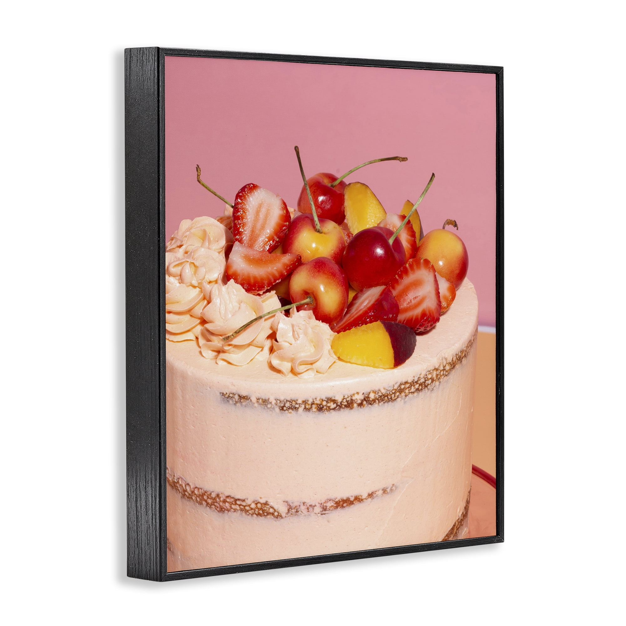 Stupell Industries Strawberry Fruit Cake Black Framed Giclee Art, design by LISH Creative