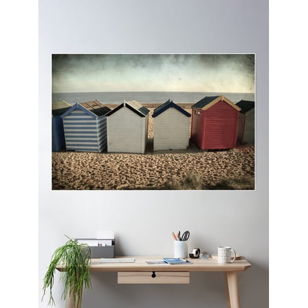 Beach Huts At Southwold Poster Wall Art, Modern Wall Decor For Living Room Bedroom, 8x12 UNFRAMED