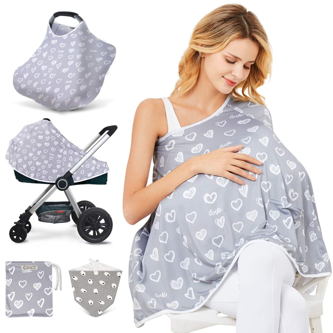 4 in 1 Multi-Use Cover for Nursing Baby Car Seat Stroller Scarf Shopping Cart 