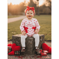thumbnail image 5 of Loicainy Newborn Toddler Baby Girl Romper for Valentines Day,3 6 9 12 18 Months Long Sleeve Crew Neck Heart Letters Bow Jumpsuit with Hairband Clothes, 5 of 9