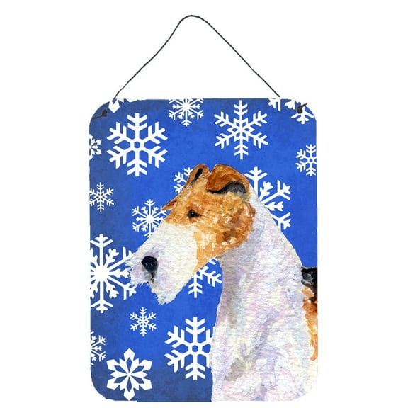 Fox Terrier Winter Snowflakes Holiday Wall or Door Hanging Prints