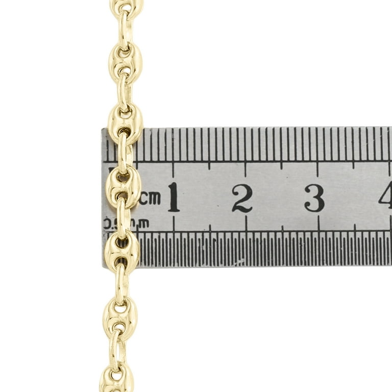 10K Yellow Gold 3D Hollow Puff Gucci Link Chain 5mm Mariner Style Necklace 20