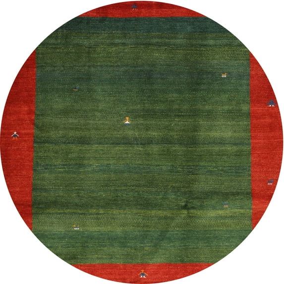 Ahgly Company Machine Washable Indoor Round Contemporary Tomato Red Area Rugs, 3' Round