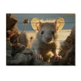 thumbnail image 3 of Designart "Rodent Portrait White Cute wall art I" Animals Print on Natural Pine Wood, 3 of 5