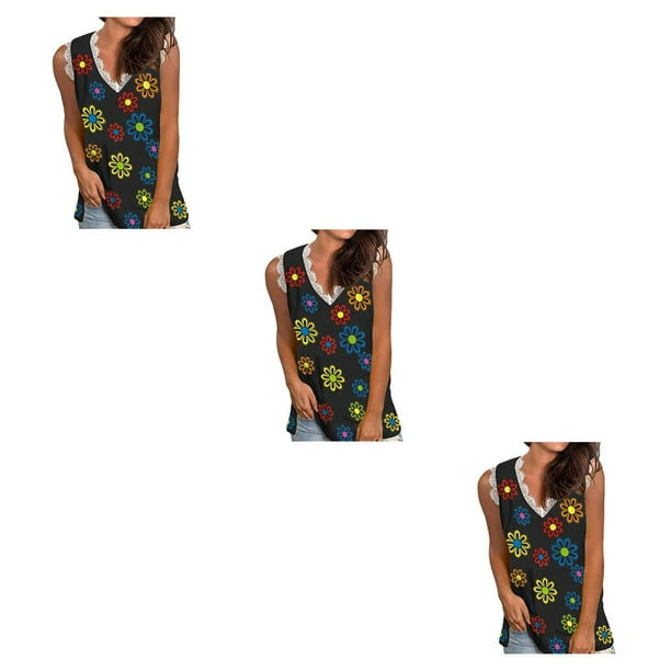 Qarigey Camiseta sin mangas con estampado de encaje para mujer, camiseta sin mangas para vacaciones en la playa, Top de verano para mujer, ropa Type1 NO1 Qarigey CBP374689