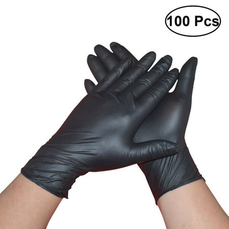 

100PCS Black Latex Powder Free Medical Exam Tattoos Piercing Gloves - Size L