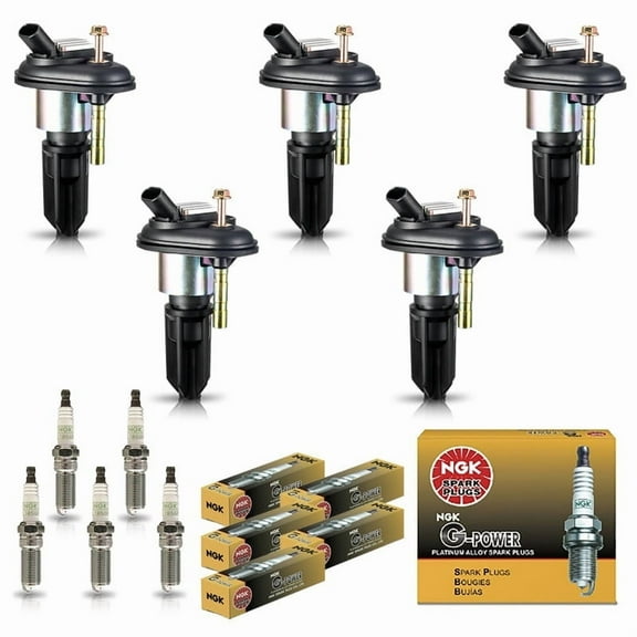 Set of 5 ISA Ignition Coils and NGK Spark Plugs Compatible with 2002-2005 Chevrolet Trailblazer 2004-2006 GMC Canyon Chevrolet Colorado Replacement for UF303 5019
