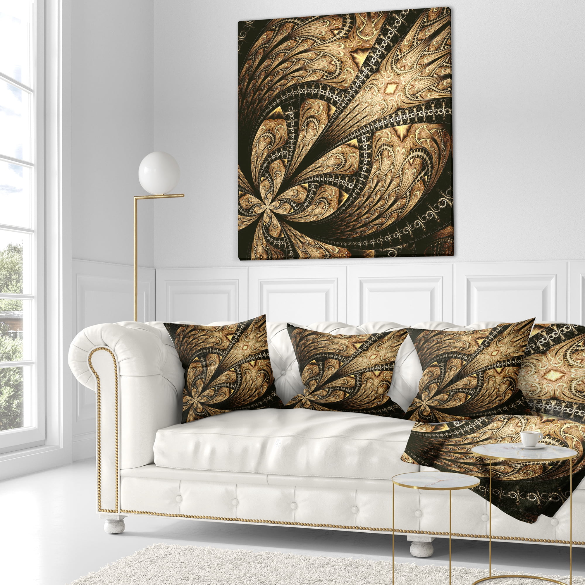 Designart 16" x 16" Contemporary, Modern Black Polyester Throw Pillow
