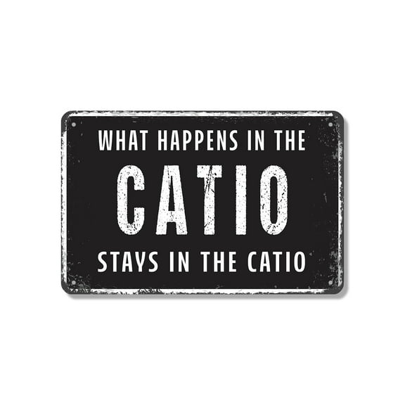 What Happens In The Catio Stays In The Catio 10 Inch x 14 Inch Aluminum Metal Sign Paws Claws Confidential Weatherproof Perfect for Sunrooms Patios Catios Fun Gift for Cat Lovers