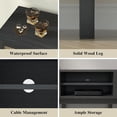 thumbnail image 6 of Xilingol Rattan TV Stand for up to 65 inch TV, Boho Entertainment Center with Two Cabinets and Sliding Doors, Black Rattan TV Console for Living Room, Bedroom, 59 inch, 6 of 15