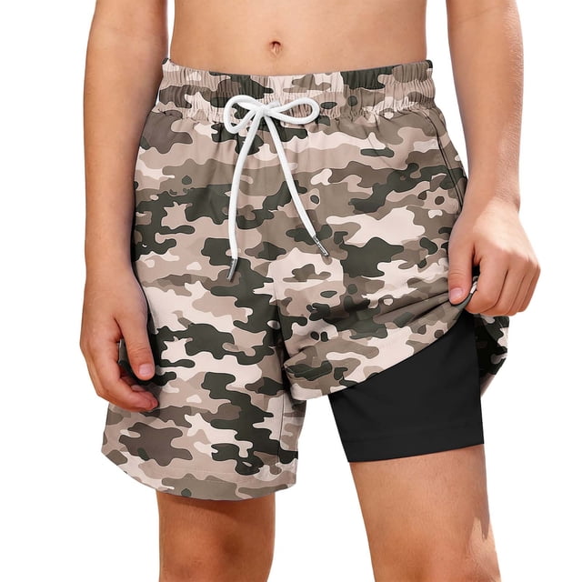 Zpanxa Boys Polyester Shorts Print Pattern with Double Layer Pockets Elastic Waistband Beach Sports Shorts 5 Years