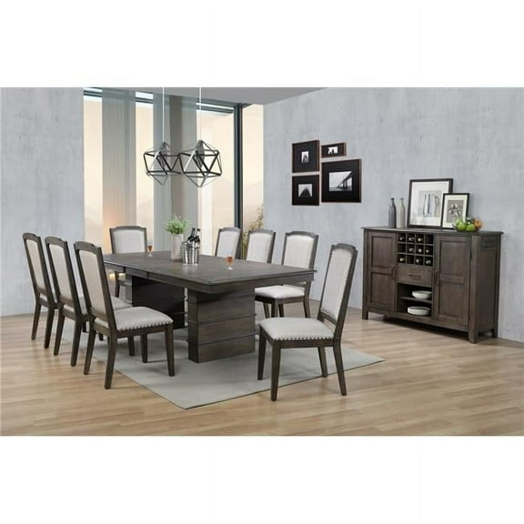 Sunset Trading Cali 10-Piece 96" Rectangular Extendable Wood Dining Set in Brown
