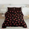 thumbnail image 2 of Manfei Cute Strawberry Full Size Comforter Sets,Polka Dot Bedding Comforter Set,Red Black Bedding Sets For Girls,Ultra Soft Home Decor Reversible,3-Piece, 2 of 8
