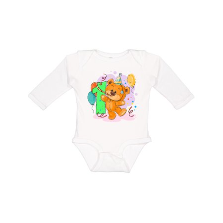 

Inktastic 1st Birthday Teddy Bear Boys or Girls Long Sleeve Baby Bodysuit