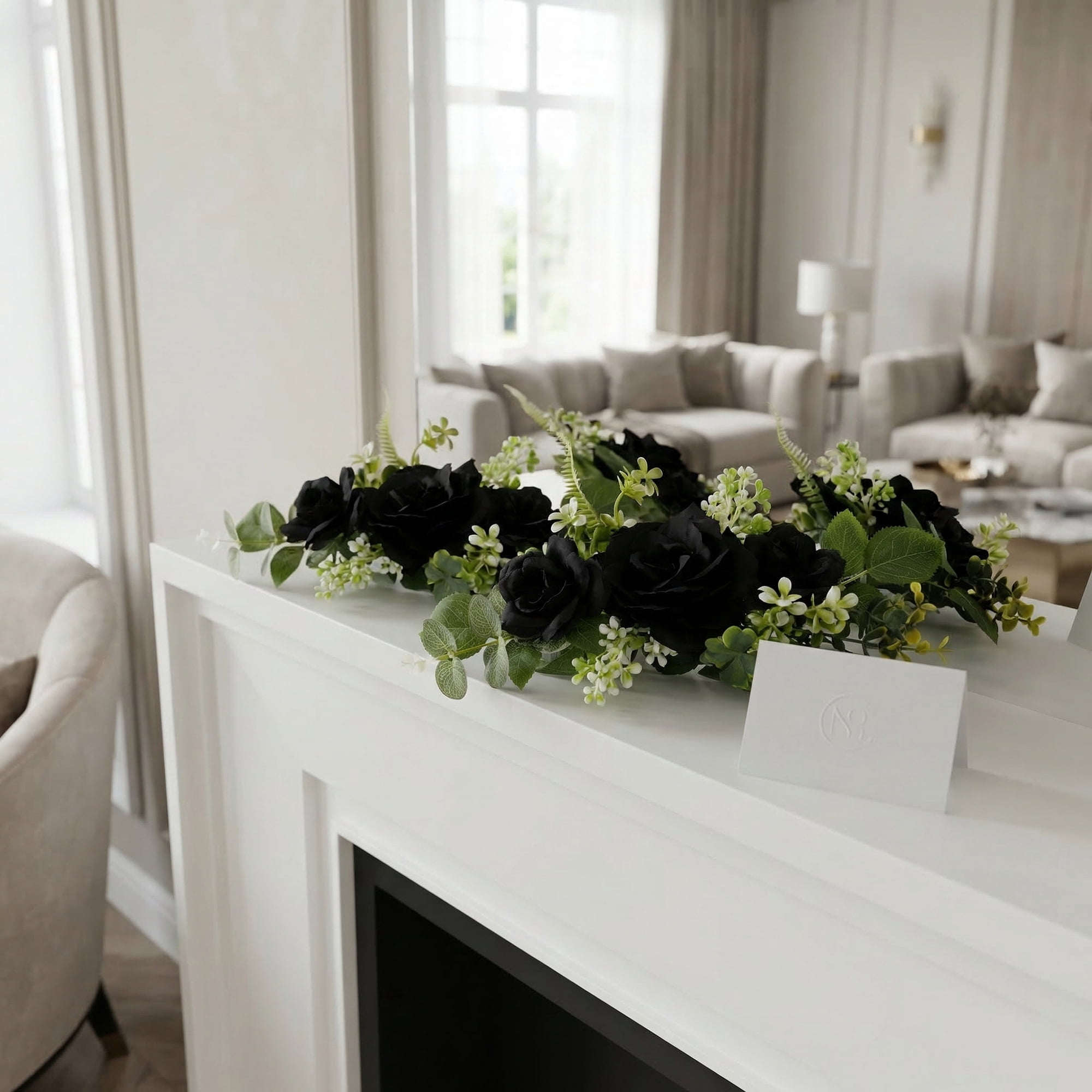 Unique Bargains 4Pcs Artificial Rose Bouquets Silk Flowers Black 13 in