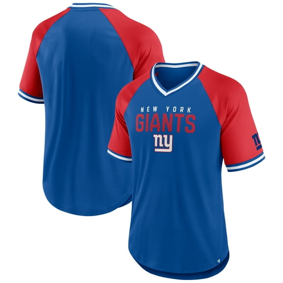 Men's Fanatics Royal/Red New York Giants Hashmark Raglan-T-Shirt