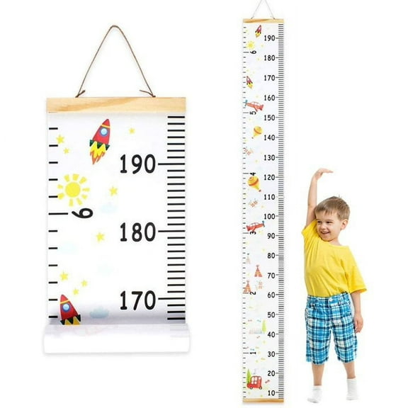 Baby Growth Height Chart Handing Ruler Wall Decor for Kids, Canvas Removable Height Growth Chart 79" x 7.9" (Colorful)