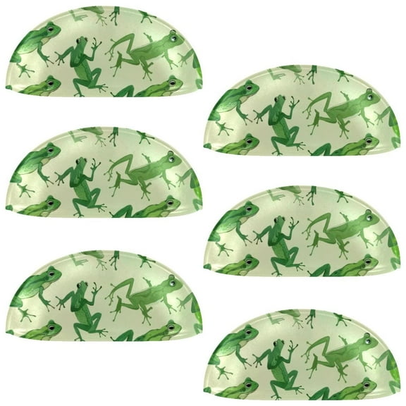 PhooArto 6 Pcs Cup Drawer Pulls, Green Frog Pattern Shell Shape Handles Cabinet Knobs for Dresser Cupboard Closet Wardrobe with Screws