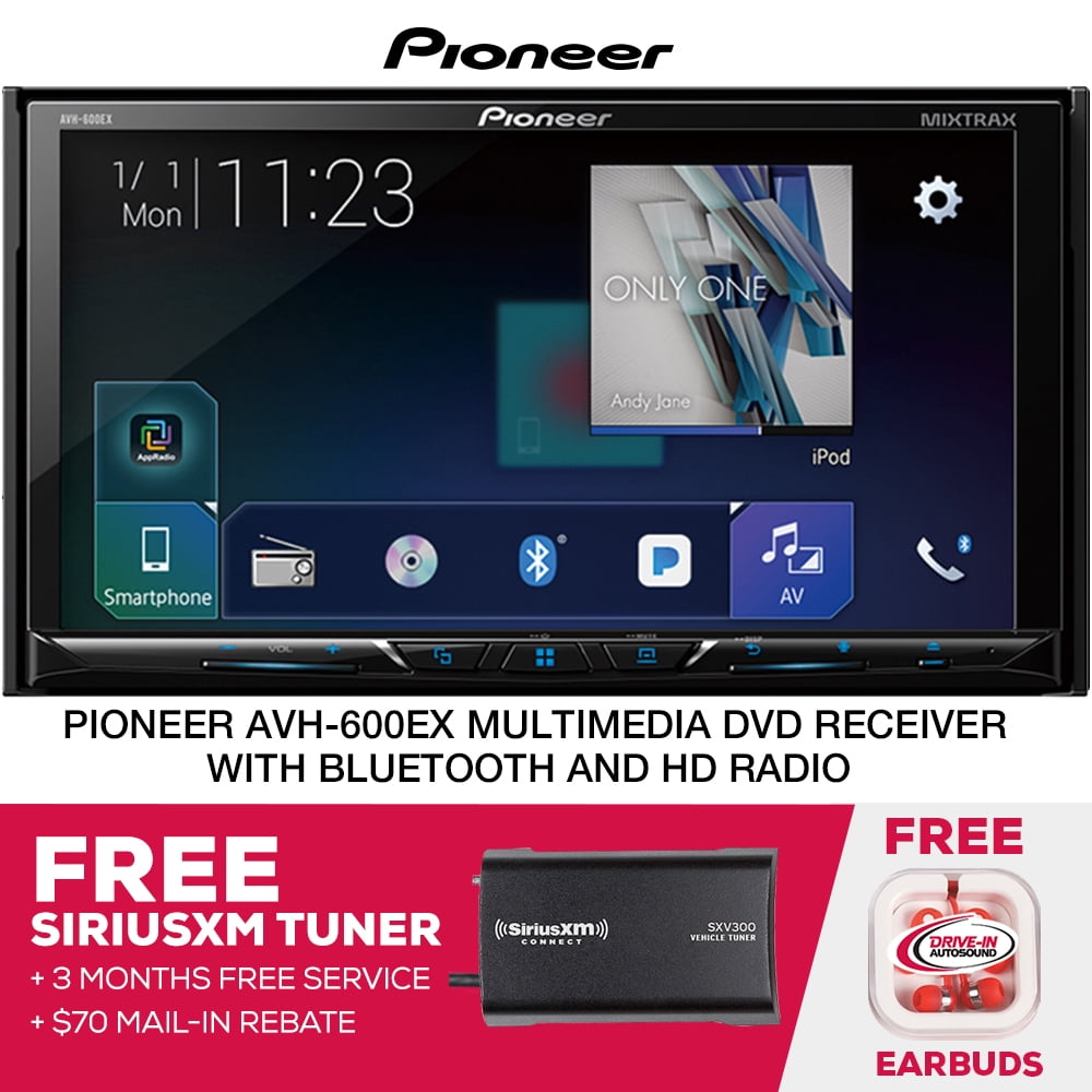 Pioneer AVH600EX Multimedia DVD Receiver with 7" WVGA Display, Built