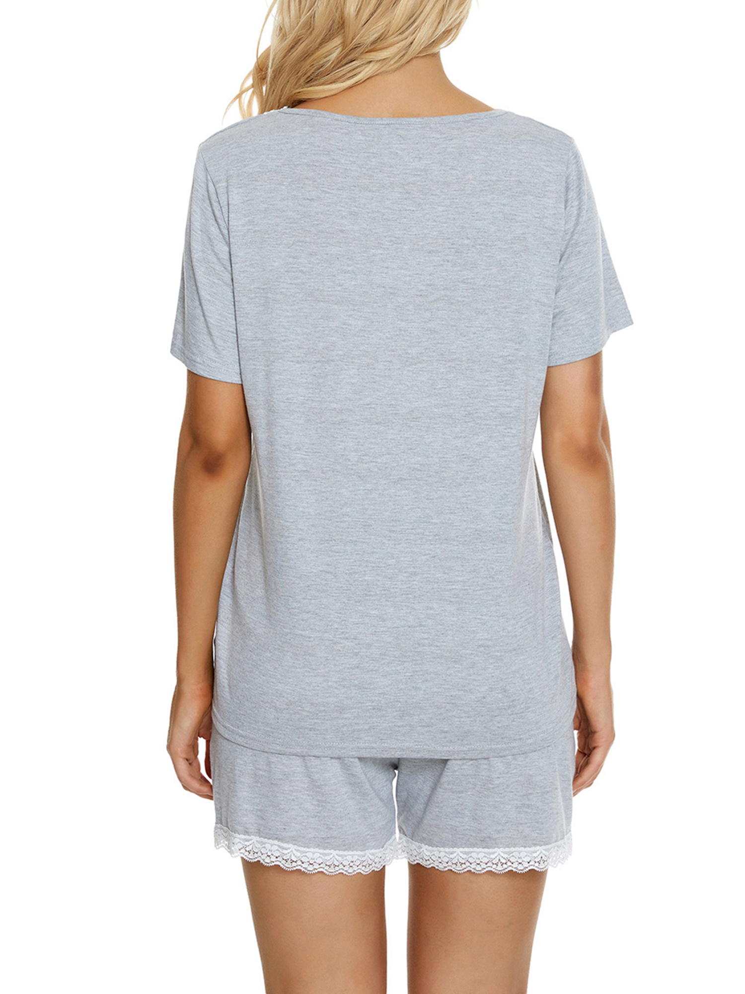 Unique Bargains Women's Sleepwear Lounge Soft Nightwear with Pockets Pajama Set XS Gray