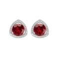 thumbnail image 4 of Sterling Silver with Natural Garnet and White Topaz Halo Stud Earrings, 4 of 4
