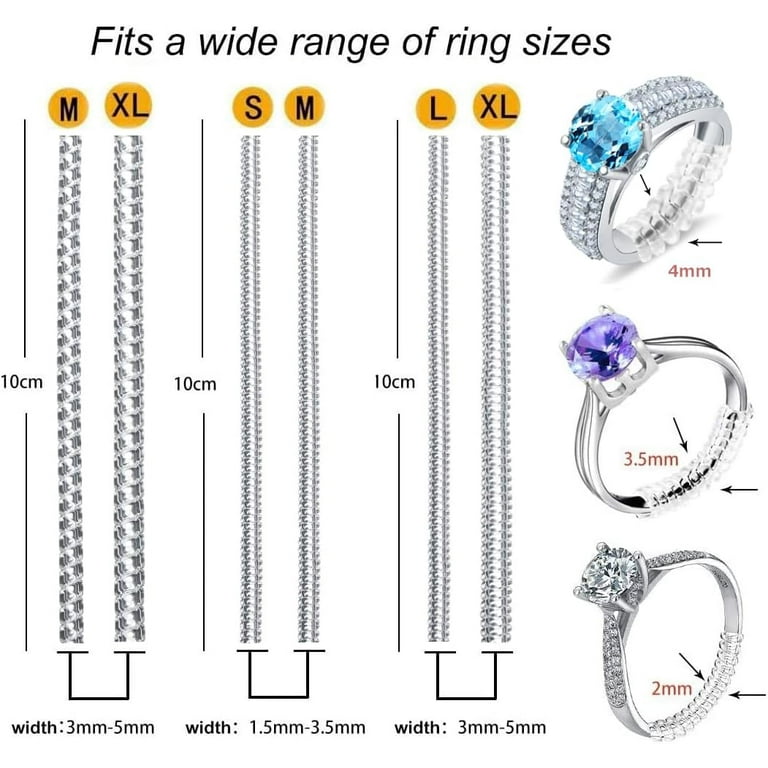 Ring Size Adjuster for Loose Rings, Ring Sizers Ring Spacers or Ring  Tightener - Invisible Ring Guards - 6 Sizes Fitter, Resizer Fit Almost Any  Size