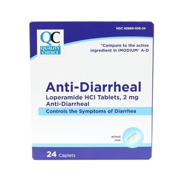 Quality Choice Loperamide Hydrochloride Anti-Diarrheal Caplets, 2 mg, 24 Ct (2 Pack)