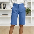 thumbnail image 3 of Women's Business Bermuda Shorts High Waist Stretchy Wide Leg Short Casual Dressy Work Office Suit Pants with Pockets, XL, 3 of 5