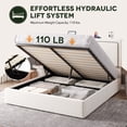 thumbnail image 6 of Einfach Queen Size Lift Up Hydraulic Bed Frame, Upholstered Velvet Storage Headboard Platform Bed with LED Light and Built-in Charging Station, White, 6 of 8