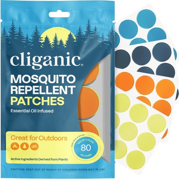 Cliganic Mosquito Repellent Patches Solid Color Bug Stickers for Kids and Adults, 80 Patches