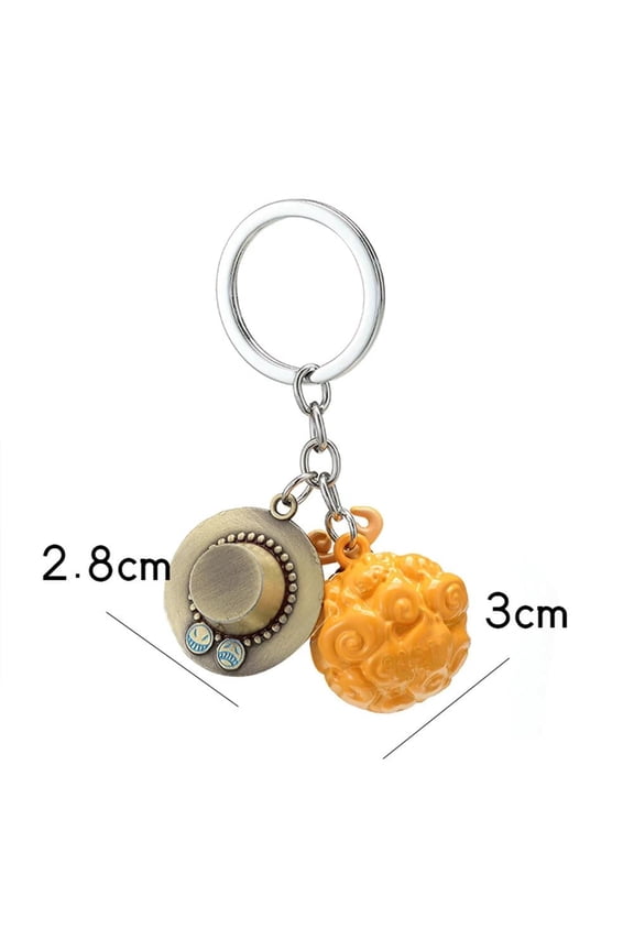 Metal Keychain Luffy Ace Law Devil Fruit Keyring Pendant Key Holder Car Chaveiro Charm Gifts