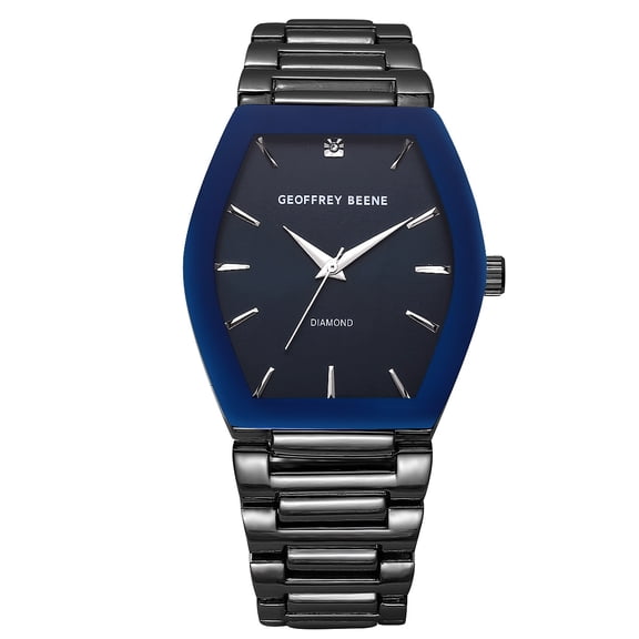 Geoffrey Beene Men's Gunmetal Stainless Steel Dress Watch Classic Quartz, Elegant Design, Water-Resistant