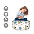 thumbnail image 2 of Funny Storage Toy Bag Chair, Funky Monsters and Smiling Creatures Playing with Doodled Heart and Flower Shapes, Stuffed Animal Organizer Washable Bag, Large Size, Multicolor, by Ambesonne, 2 of 3