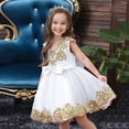 thumbnail image 2 of Akiihool Toddler Baby Girl Gown Flower Embroidery Tutu Dress Wedding Special Occasion Tulle Dress(White,3-4 Years), 2 of 9