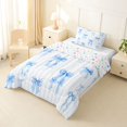 thumbnail image 2 of Manfei Blue Ribbon Bow Twin Comforter Sets 3-Piece for Kids Girls,Teens Female Geometric Stripes Bedding Set,Super Cozy Room Decor, 2 of 6
