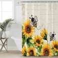 thumbnail image 4 of Shower Curtain Bathroom Set Vintage Yellow Sunflower Bees Waterproof Fabric Shower Curtains with Grommets&Hooks Watercolor Farmhouse Floral on Stamp Privacy Bath Curtain for Bathtub 48x72in, 4 of 7